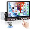 CAMECHO 1 DIN Schermo Tattile 7 Pollici Autoradio con Bluetooth Mirror Link Lettore MP5, Radio 1 DIN per Auto con FM, EQ, USB, Mirror Link, Comandi al Volante + Telecamera