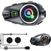 OBEST Cuffie per moto, intercom moto, citofono con portata di 500 m, 16 ore di durata della batteria, display a colori TFT, IP56, impermeabile, Dual Core Bluetooth, radio FM, condivisione musicale