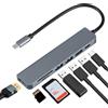 Solryn Hub USB C 7 in 1, con HDMI, 2 porte USB, compatibile con lettore di schede SD TF
