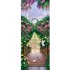 A.Monamour Adesivo Porta Autoadesiva 3D Fiori Da Giardino Ponte Di Legno Arco Corridoio Ingresso Vinile PVC Adesivi per Porte Interne Pellicola Adesiva Poster Sticker Murale Parete Carta da Parati