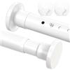 WELDUN Bastoni estensibili per tende da 98-290 cm, diametro 32 mm, senza foratura, asta per tenda da doccia con 2 basi a parete, asta telescopica in metallo per bagno e finestra, bianco