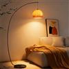 Wylolik Lampada da terra ad arco moderna, lampada da terra in vetro arancione, 3 colori dimmerabili con interruttore a pedale, alta 70,9 (179 cm), lampada da terra curva per soggiorno, camera da lett