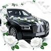Mineup Decorazione Cofano Auto Matrimonio, Decorazioni Matrimonio per Auto, Decorazione AUT Sposi con 9 Rose, 10 Fiocchi, 2 Ventose, 2x1,8 M di Tulle, 12 Fascette E 2 Nastro Adesivo, per Matrimoni