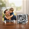 PV Grafik Targa Festa del papà Personalizzata e Cubo in Cristallo con Foto Incisa all'interno, Regalo Compleanno Papà. Personalizza la tua Targa e il tuo Cristallo. (papà)