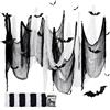 YuSaug Panno raccapricciante di Halloween, 8 pezzi, 76 x 183 cm, spaventoso panno spaventoso spaventoso garza raccapricciante con 12 adesivi a pipistrello, tessuto di stoffa raccapricciante per feste