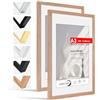 HIMEETIME® 2x Cornice A3 30x42 cm in legno massiccio di quercia con fronte in perspex, per esporre un'immagine di 21x29.7 cm con tappetino o 29.7x42 cm senza tappetino,Cornice per fotografie A3