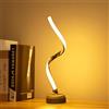 BASRAE Lampada da comodino dimmerabile moderna lampada da tavolo a LED, luce calda 3 colori, lampada da comodino in alluminio, creativa, con base in legno USB 5 V, idea regalo per soggiorno