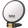 Pineeseatile Specchio ingranditore per trucco, Specchio ingranditore 50X, Trucco fronte-retro con maniglia regolabile a 360°, Design portatile/supporto a parete/da tavolo per