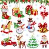 TLDNZXY 12 ciondoli a forma di diamante per pittura con diamanti 5D, set fai da te per bambini, portachiavi fai da te, albero di Natale, finestra, decorazione invernale