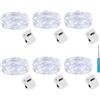litogo 6 Pezzi Stringa Luci LED a Batteria con 3 Modalità, 2M 20 LED Lucine Decorative a Batteria, Filo di Rame Mini Led a Pila Impermeabile per Interno Esterno Natale Matrimono, Bianco Freddo