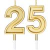 Nuanchu Candele di Compleanno di 25 Candele di Numero per Torta Candele di Torta di Buon Compleanno Decorazione di Topper per Bomboniera di Compleanno Nozze Anniversario Matrimonio, Oro
