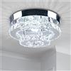 diisunbihuo Mini lampadario di cristallo Grande lampada a soffitto di cristallo Lampada a sospensione rotonda a LED per scale di corridoio (bianco freddo) (SC Round Cool white)