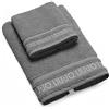 Russo Tessuti Set Arredo Bagno Coppia Spugna Cotone 1+1 Viso Ospite Liu Jo LiuJo Logo Rollband-Grigio