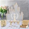 Certykllp Libro degli ospiti di nozze Fantasy Castle Alternative Custom Wonderland Wedding Guestbook Guest Book Wedding Reception con 30-100 cuori in legno per decorazioni di nozze, cerimonie e ricevimenti