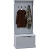 HOMCOM 3 in 1 Appendiabiti da Ingresso con Scarpiera, Attaccapanni da Terra Salvaspazio con 4 Ganci e Panca Contenitore, in MDF, per Corridoio, Camera da Letto, 71.5x39.5x170 cm, Grigio