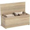 HOMCOM Cassapanca portaoggetti con coperchio pieghevole e cerniere di sicurezza, panchina scarpe, mobili da ingresso, corridoio, camera da letto, soggiorno, 100 x 40 x 40 cm, effetto legno naturale