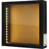 hvfun Scatola per ombre in legno rustica quadrata nera con luce, vetrina per vino in sughero con illuminazione a LED, cartoncino creativo e espositore, presentazione artistica