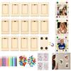 Qibivfo Set di 15 mini cornici magnetiche in legno da dipingere, per bambini, con penne, adesivi e strass, fai da te per compleanni dei bambini