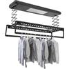 PUDLOR Stendibiancheria a soffitto, stendibiancheria da soffitto, essiccatore elettrico da soffitto, essiccatore da soffitto con 8 aste orizzontali, 2 aste estraibili, capacità di carico totale 35 kg