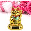 Tefola Gatto Cinese Portafortuna, Maneki Neko, Decorazione cinese gatto fortunato, braccio ondeggiante gatto fortunato Fengshui, statuetta statua a induzione luce solare (Gold)