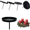 Feegela Portacandele in Metallo Nero 7cm con Puntale - Set di 4 per Candele a Colonna, Candelabro da Tavolo con Bordo 8cm per Decorazioni Natalizie