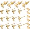 Beebeecraft 100Pcs 24K Placcato Oro Orecchini a Bottone a Sfera 4mm