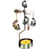 kingnero Candeliere rotante per candela a forma di carosello, in metallo, piccolo candelabro per Natale (luna e gatto)