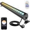 Yotivki Faretto LED da 50 cm, 36 W, con controllo remoto e app Bluetooth, 8 modalità, impermeabilità IP66, dimmerabile, luce per feste, bar, discoteca