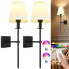 Psatfito G Applique da Parete Interno Dimmerabile, con 5000mAh Lampadina Ricaricabile e Telecomando, 400 LM Applique Parete Interno Vintage Tessuto per Soggiorno, Camera da Letto, Corridoio, 2 Pack
