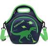 VASCHY Borsa termica per il pranzo per bambini in neoprene borsa per il pranzo leggera e pieghevole per ragazzi e ragazze per la scuola materna picnic con tracolla rimovibile, dinosauro verde