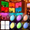 Yiliaw Confezione da 6 luci LED a disco, con telecomando, 16 colori intercambiabili, luci per sotto armadietti, luci notturne a batteria, con dimmer e regolatore, per armadio, camera da letto, cucina,
