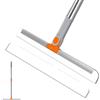 Tokaneit Tira Acqua Pavimenti Silicone Versione Estesa, Tokaneit Tira Acqua Doccia 50 cm, con Asta Telescopica in Acciaio Inossidabile e 2 Tergivetri, 180° Rotante, per Pulire Angoli e Sotto i Mobili