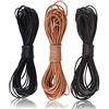 SOSMAR 3 rotoli 5 m x 1 mm in pelle di vacchetta rotonda corda corda per braccialetti collane gioielli fare cordini fai da te, nero, marrone scuro, marrone naturale