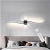 minifair Applique Da Parete Interno,100Cm Applique Camera Da Letto Ad Onda,Lampada Da Parete In Alluminio A 3000-6000K Regolazione Continua Per Soggiorno Da Letto Bagno Corridoio Scale Decorazione Nero