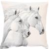 textile idea Federa per cuscino 45x45 Gobelin, cuscino decorativo con motivo, federa per cuscino, cuscino decorativo, cuscino per divano - Due cavalli bianchi 1 PEZZO.