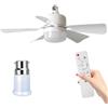 Eznaobo Ventilatore da soffitto con luce, E27 30 W, lampada da soffitto con telecomando e timer, 3 velocità, 3 colori, lampadario da camera, dimmerabile LED per camera da letto, soggiorno (E27+B22
