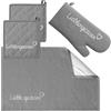 com-four® 4 pezzi set cucina, guanto da forno, 2 presine e 1 strofinaccio | accessori per cottura e cucina