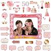 POPOYU Decorazioni per il 50° compleanno da donna, cornice gonfiabile per selfie e 38 accessori per cabina fotografica per 50° compleanno, gigante, cornice gonfiabile per cabina fotografica per uomini e