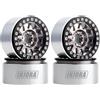 INJORA RC Cerchioni 1,9 Beadlock Wheel Hub Metallo 4pcs Wheel Rim per 1:10 RC Crawler Axial SCX10 PRO II III TRX-4 Tamiya MST VS4-10 Redcat Gen 8 7 PRO Enduro(Nero e Grigio)