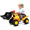 GYMAX Ruspa Cavalcabile Giocattolo per Bambini più di 3 Anni, Escavatore con Spazio di Archiviazione sotto La Sedia, Giallo, 85x45x30 cm