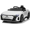 LEADZM Mcchina Elettrica Per Bambini AUDI RS E-tron 12V con Doppi Motori, 3-5km/h Auto Elettrica per Bambini 3-5 Anni, MP3, Sospensioni, Telecomando (Bianco)