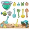 LXYYDS 11 Pezzi Giochi da sabbieram, Kit Da Gioco Da Spiaggia, Giochi Da Sabbiera con Secchiello Pieghevole,Pala, Rastrello per Sabbia, Giocattoli da Spiaggia Estivi per Giardino e all'aperto