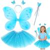 FCXVXCL Costume Farfalla Bambina Fata Costume per Ragazze con Cerchietto e Bacchette Stella Set di Costumi Vestito Pompone Adatto per Halloween Carnevale Natale Blu