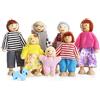 Playtee Felice Famiglia di Bambole di Legno Set di 7 Pupazzi Flessibili, Multicolore
