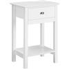Yaheetech Comodino Camera da Letto Tavolino con Cassetto e Ripiano Stile Shabby Chic Tavolino d'Appoggio Laterale Moderno Mobiletto da Divano Soggiorno Salotto in Legno MDF 40 x 30 x 60 cm