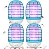 JSUEU Lampada Antizanzare Elettrica,Elettrico Anti Zanzare Interno 4PCS Trappola per Zanzare Mosche con Luce UV LED Silenziosa Elettrico Zanzariera per Insetti Zanzare,Mosca,Falene