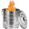 Generico Bruciatore di carta - Acciaio inossidabile da 45 cm, braciere portatile, gabbia di sicurezza, cestello ventilato, gabbia ignifuga, | Inceneritore di carta resistente al calore per lo smaltimento dei r