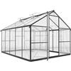 Outsunny Serra da Giardino Policarbonato con Grondaie 304x247x205cm Nero | 7.5㎡, Telaio in Lega di Alluminio, Serra per Orto, 2 Finestre a Tetto Regolabili, Porta a Battente, Anti UV, per Piante