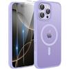 TQIAHF Magnetica Cover per iPhone 16 Pro con 2 Pellicola Vetro Temperato Protezione Schermo Compatibile con Magsafe Case Militare Antiurto Sottile Opaca Telefono Custodia per iPhone 16 Pro,Viola