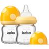 YOHKOH Set di biberon in vetro anti-colic con tettarella in silicone ultra morbido, per neonati a partire da 1 mese (giallo, 100 ml (confezione da 2)